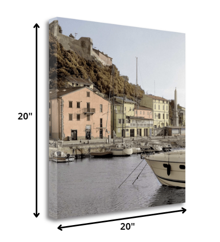 HomeRoots 20" Picturesque Tuscan Harbour Giclee Wrap Canvas Wall Art
