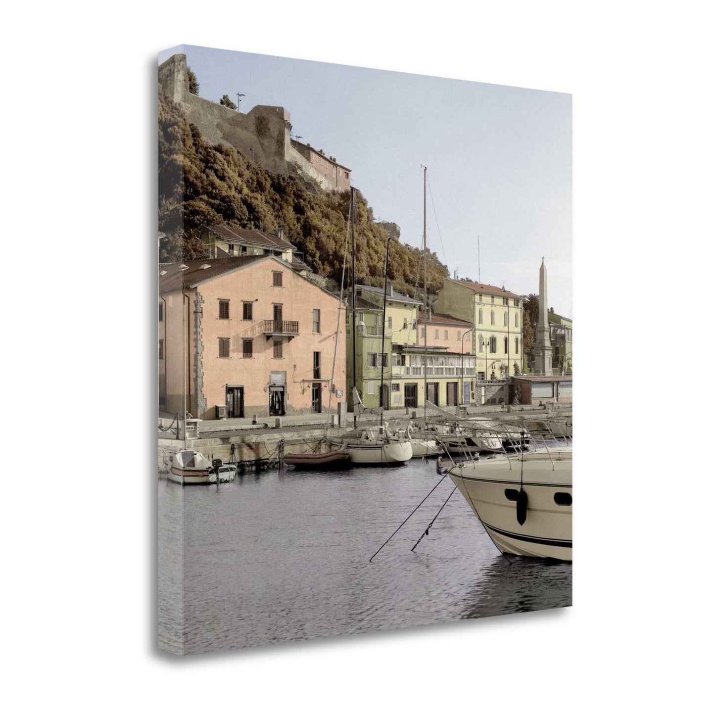 HomeRoots 20" Picturesque Tuscan Harbour Giclee Wrap Canvas Wall Art