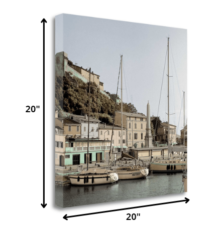 HomeRoots 20" Picturesque Tuscan Village on a Harbour Giclee Wrap Canvas Wall Art