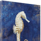 HomeRoots 20" Rustic Deep Blue and Gold Seahorse Giclee Wrap Canvas Wall Art