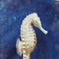 HomeRoots 20" Rustic Deep Blue and Gold Seahorse Giclee Wrap Canvas Wall Art