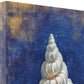 HomeRoots 20" Rustic Deep Blue and Gold Shell Giclee Wrap Canvas Wall Art