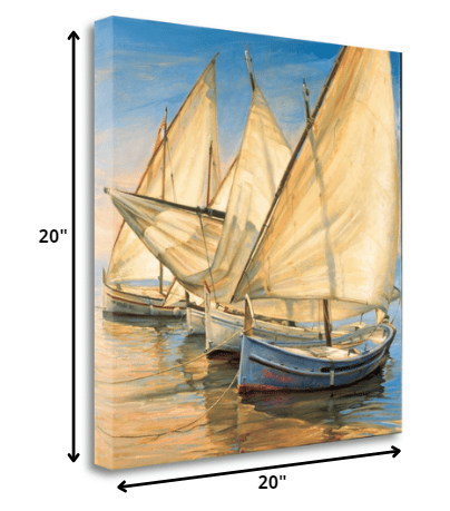 HomeRoots 20" Series of Boats with Lateen Sails Giclee Wrap Canvas Wall Art