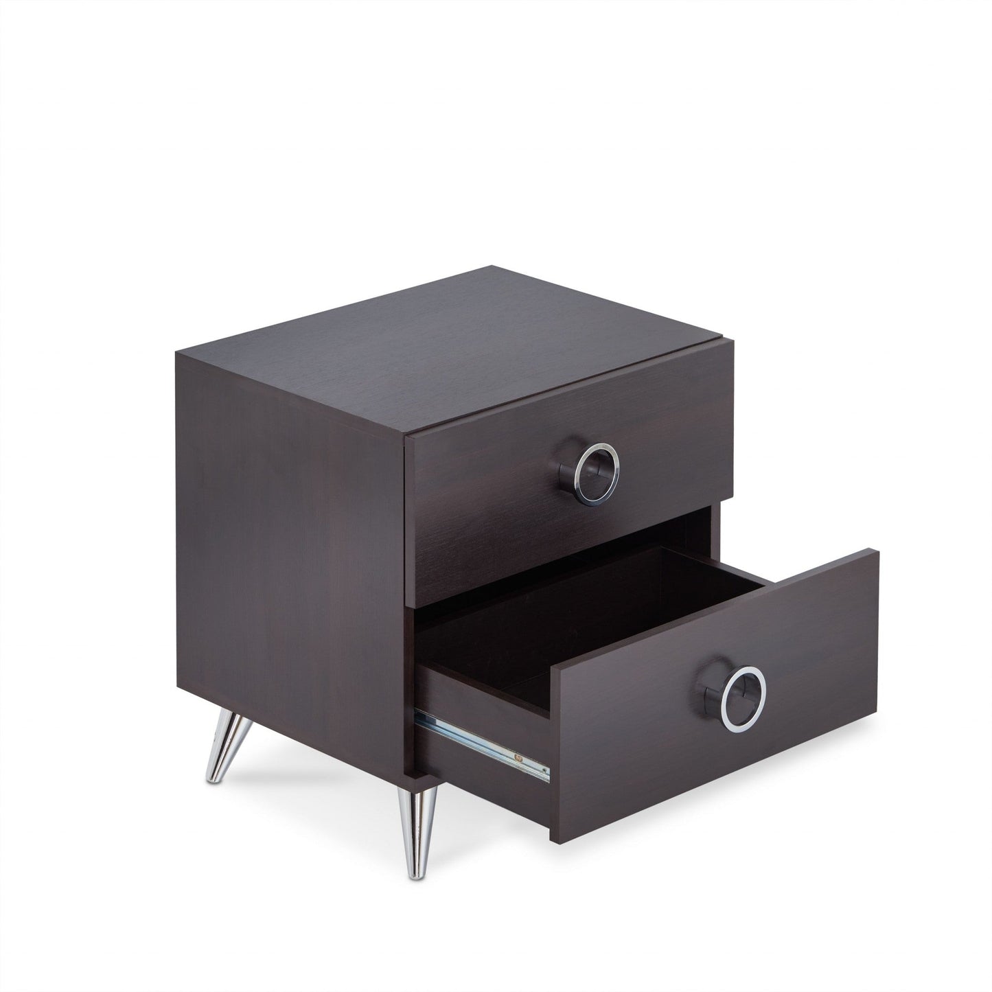 HomeRoots 20" Silver And Espresso End Table With Two Drawers