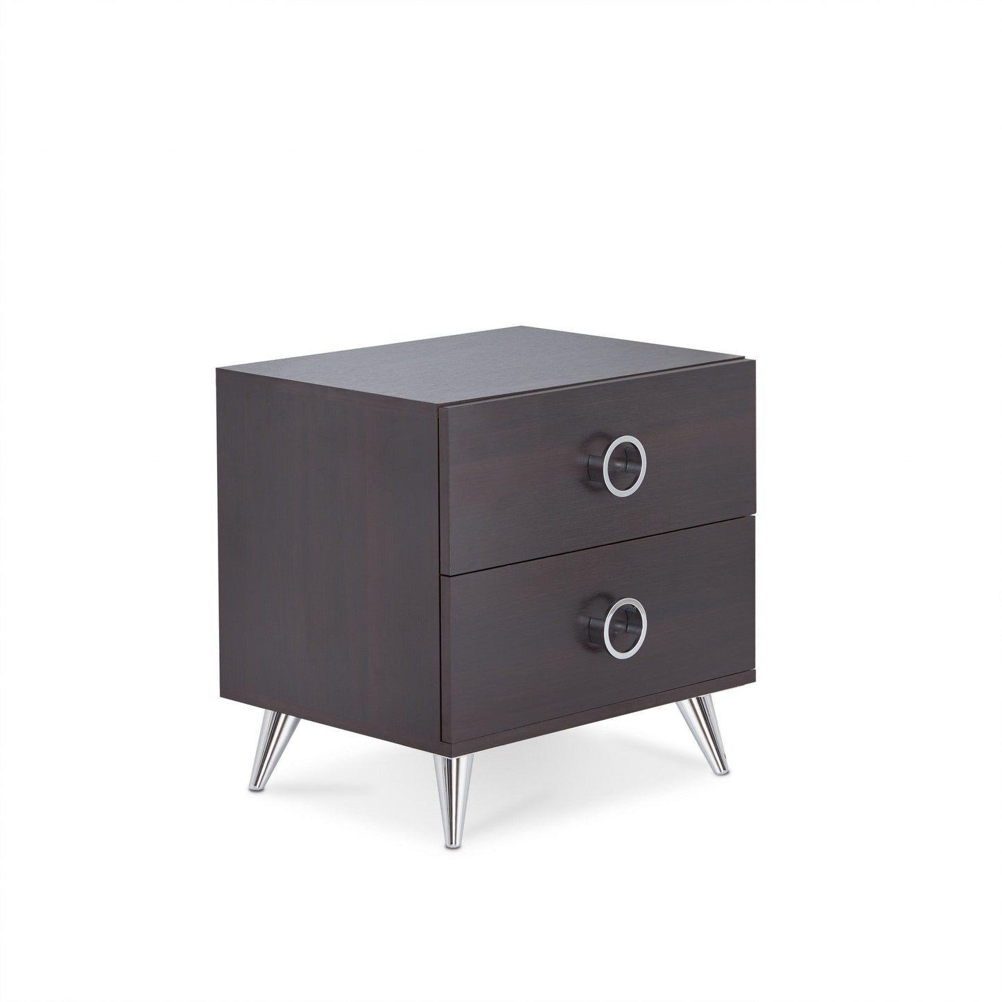 HomeRoots 20" Silver And Espresso End Table With Two Drawers