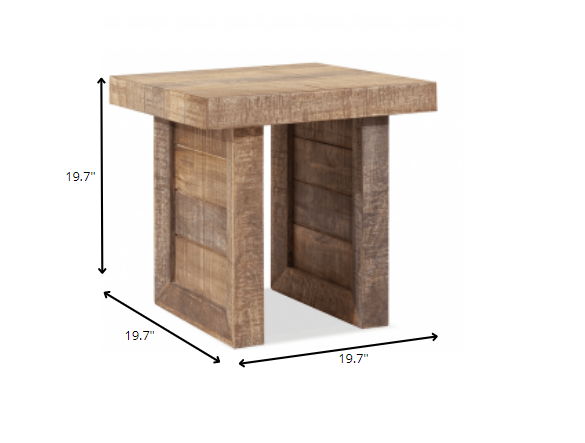 HomeRoots 20" Solid Wood Butcher Block Style End or Side Table in Brown Finish