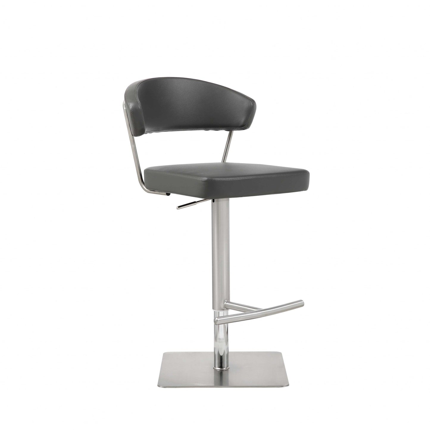HomeRoots 20" Stainless Steel Bar Chair in Black and Silver Finish