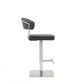HomeRoots 20" Stainless Steel Bar Chair in Black and Silver Finish