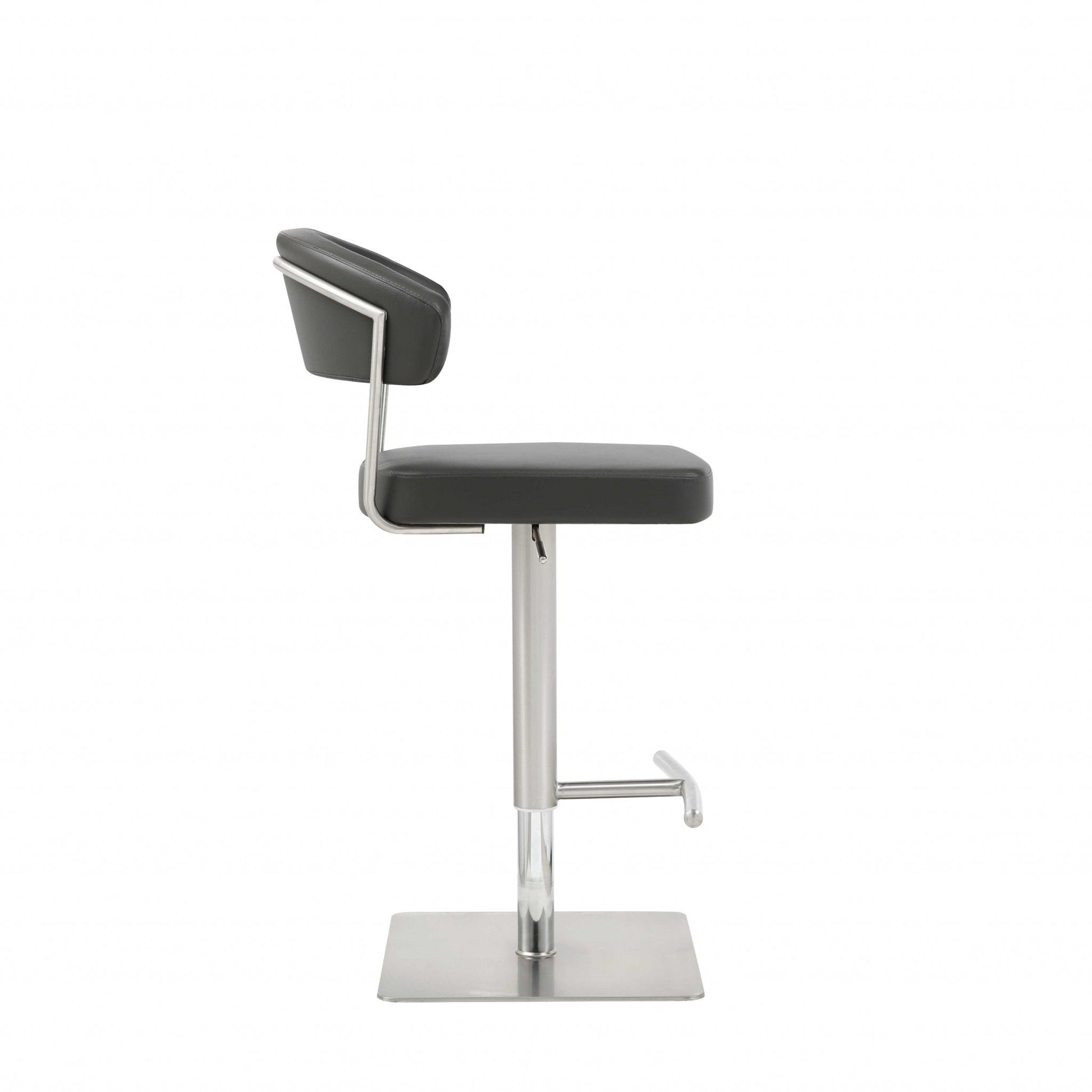 HomeRoots 20" Stainless Steel Bar Chair in Black and Silver Finish