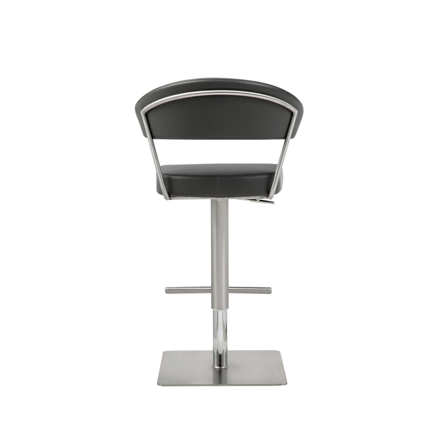 HomeRoots 20" Stainless Steel Bar Chair in Black and Silver Finish