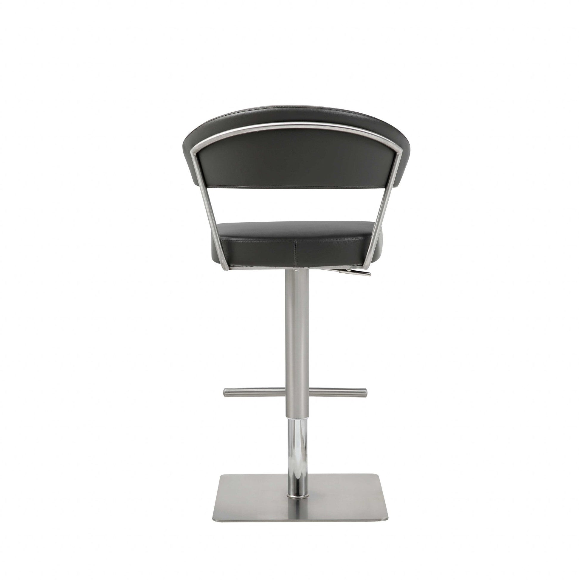 HomeRoots 20" Stainless Steel Bar Chair in Black and Silver Finish