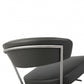 HomeRoots 20" Stainless Steel Bar Chair in Black and Silver Finish