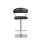 HomeRoots 20" Stainless Steel Bar Chair in Black and Silver Finish