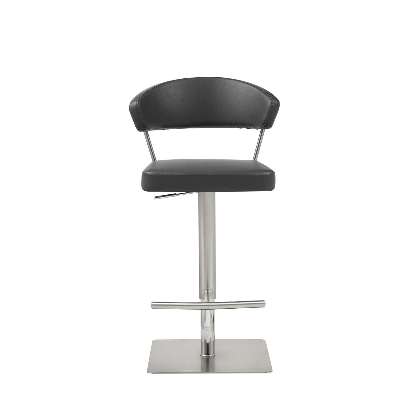 HomeRoots 20" Stainless Steel Bar Chair in Black and Silver Finish
