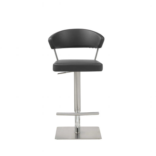 HomeRoots 20" Stainless Steel Bar Chair in Black and Silver Finish