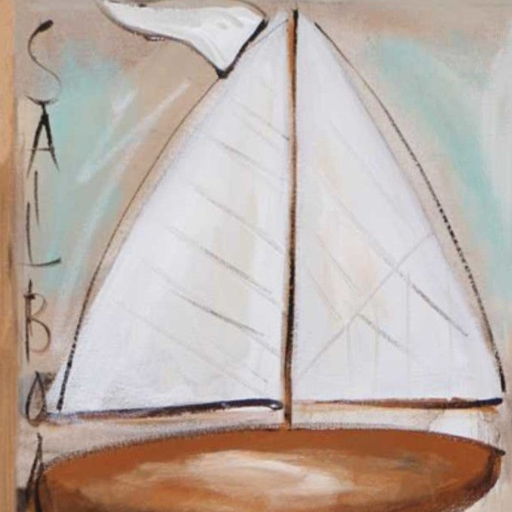 HomeRoots 20" Starfish Sailboat and Beach Sign Giclee Wrap Canvas Wall Art