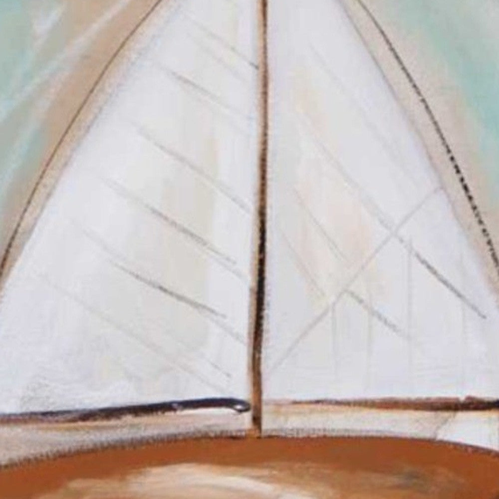 HomeRoots 20" Starfish Sailboat and Beach Sign Giclee Wrap Canvas Wall Art