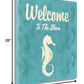 HomeRoots 20" Teal Shore Signboard with Seahorse Giclee Wrap Canvas Wall Art