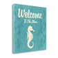 HomeRoots 20" Teal Shore Signboard with Seahorse Giclee Wrap Canvas Wall Art