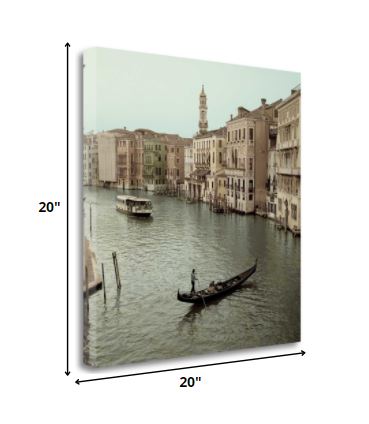 HomeRoots 20" Venetian Grand Canals with GondolaGiclee Wrap Canvas Wall Art.