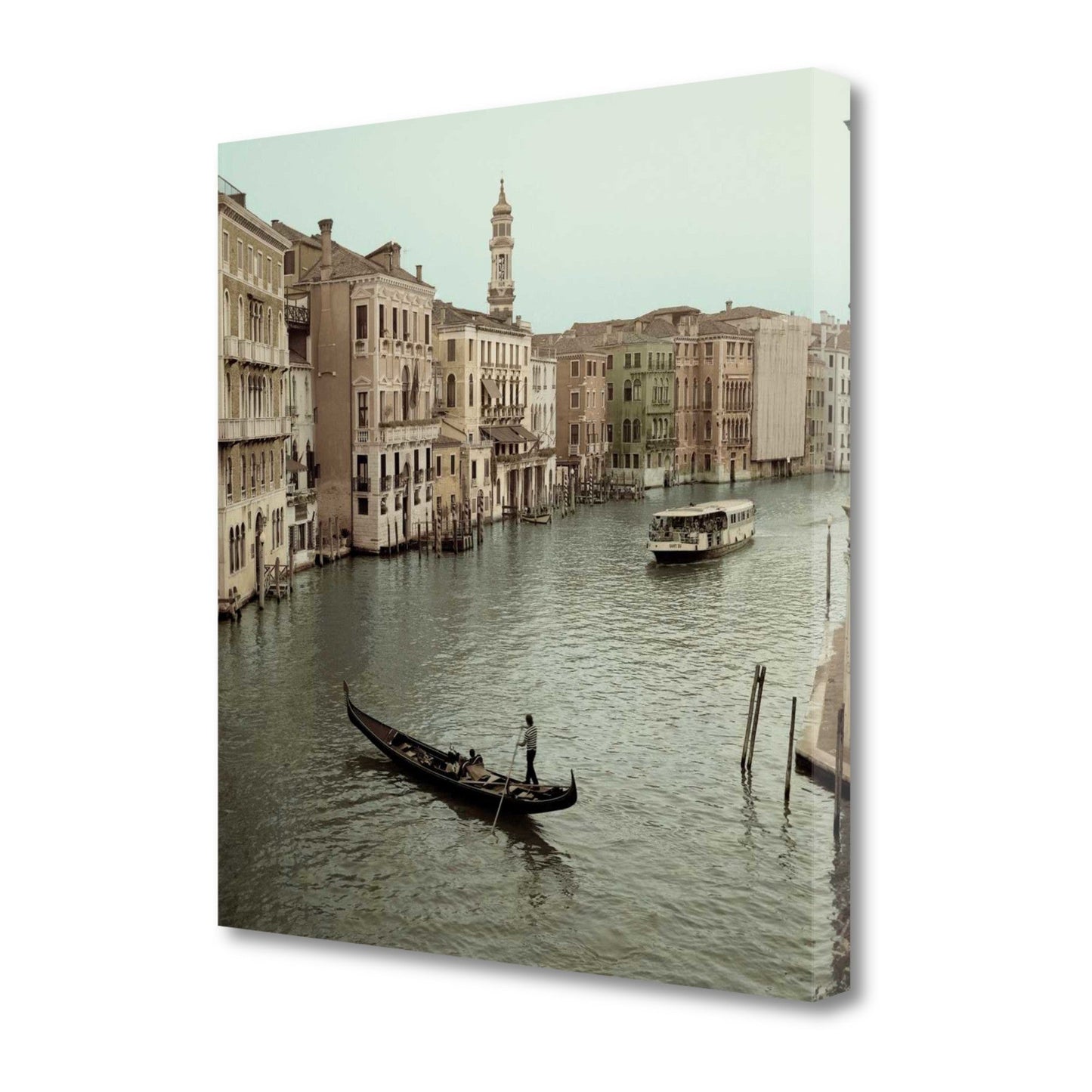 HomeRoots 20" Venetian Grand Canals with GondolaGiclee Wrap Canvas Wall Art.