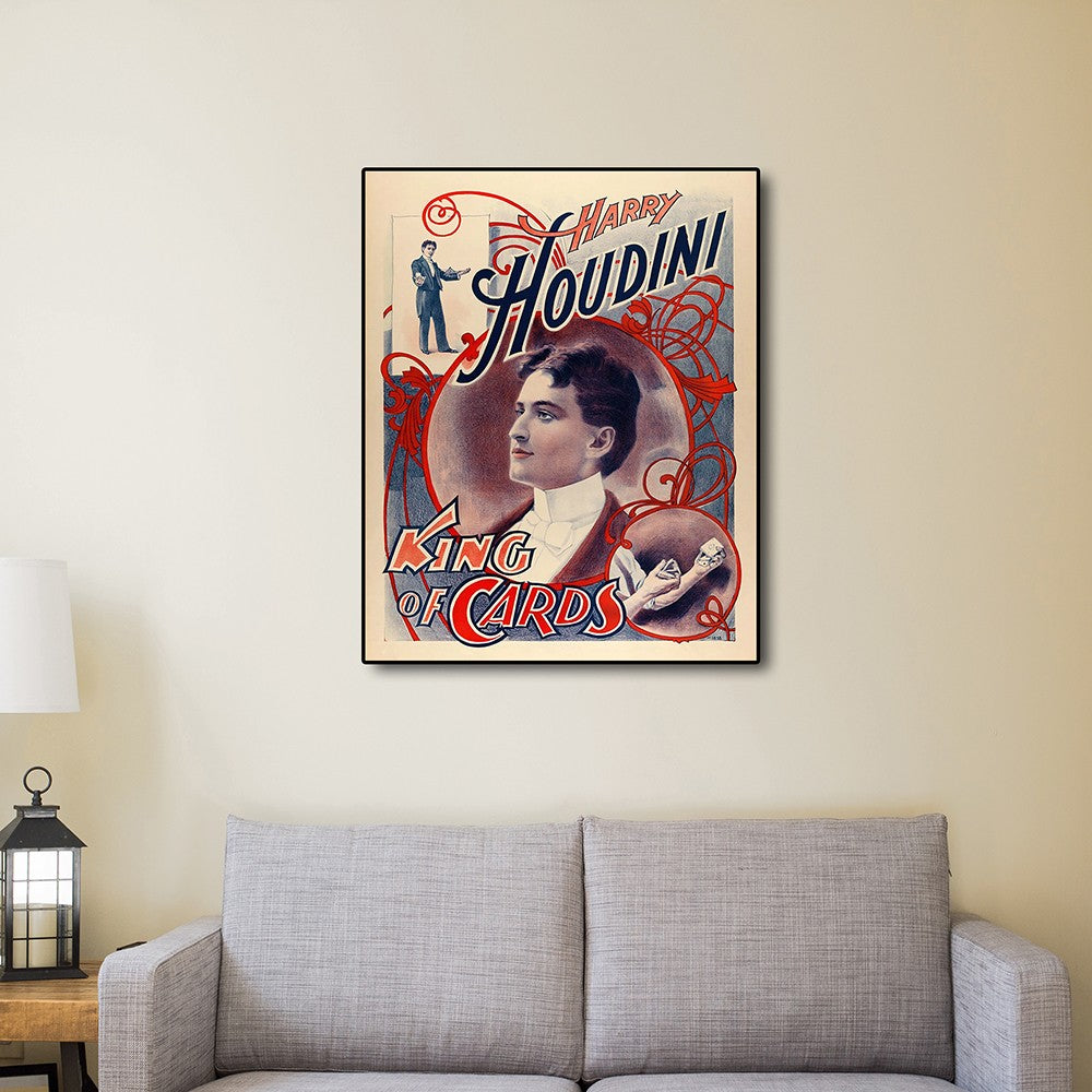 HomeRoots 20" x 16" Houdini King of Cards Vintage Magic Poster Wall Art
