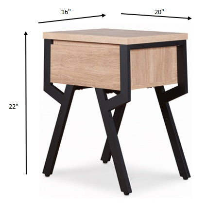 HomeRoots 20" x 16" x 22" Weathered Light Oak End Table