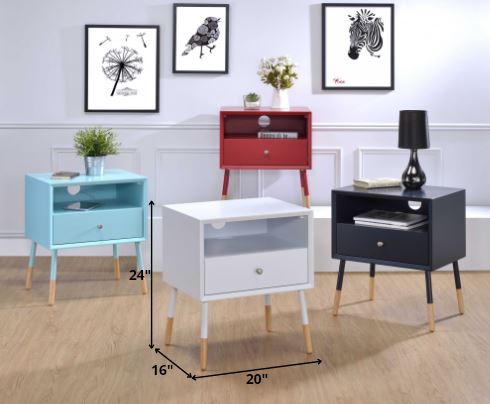 HomeRoots 20' x 16' x 24' White And Natural End Table