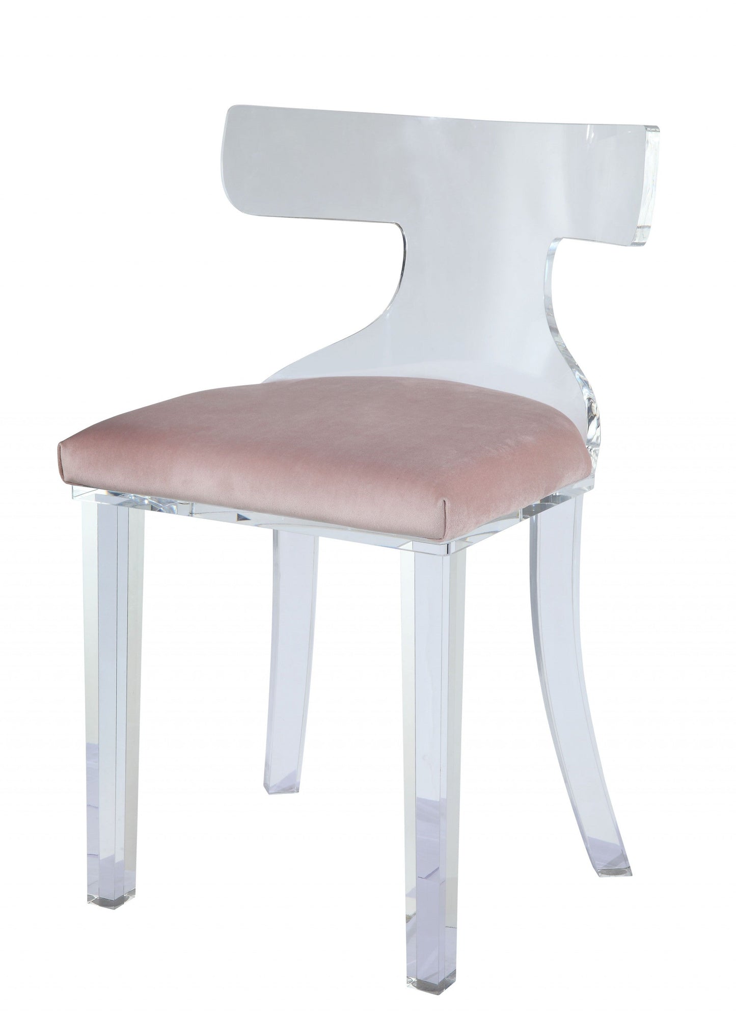 HomeRoots 20" x 18" x 31" Light Pink Velvet Accent Chair in Clear Acrylic Finish