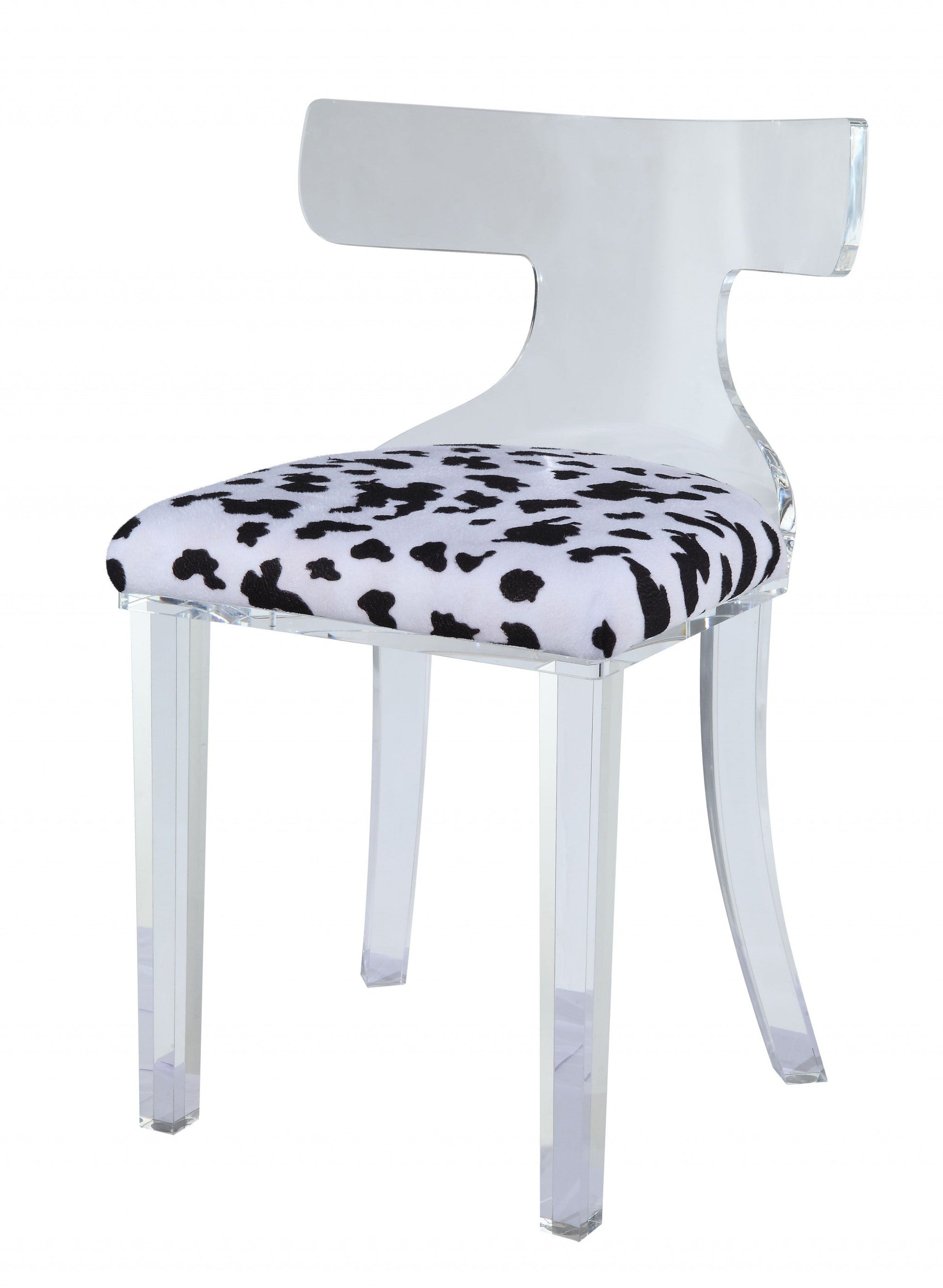 HomeRoots 20" x 18" x 31" Spotted Velvet And Clear Acrylic Accent Chair