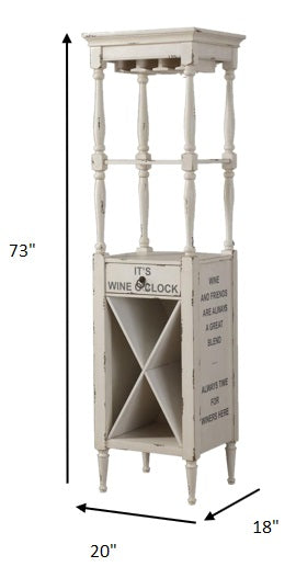 HomeRoots 20' x 18' x 73' Antique White Wood Wine Cabinet