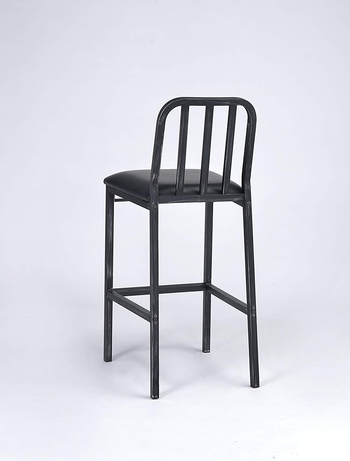 HomeRoots 20" x 19" x 41" Black And Antique Black Bar Chair in Set of Two