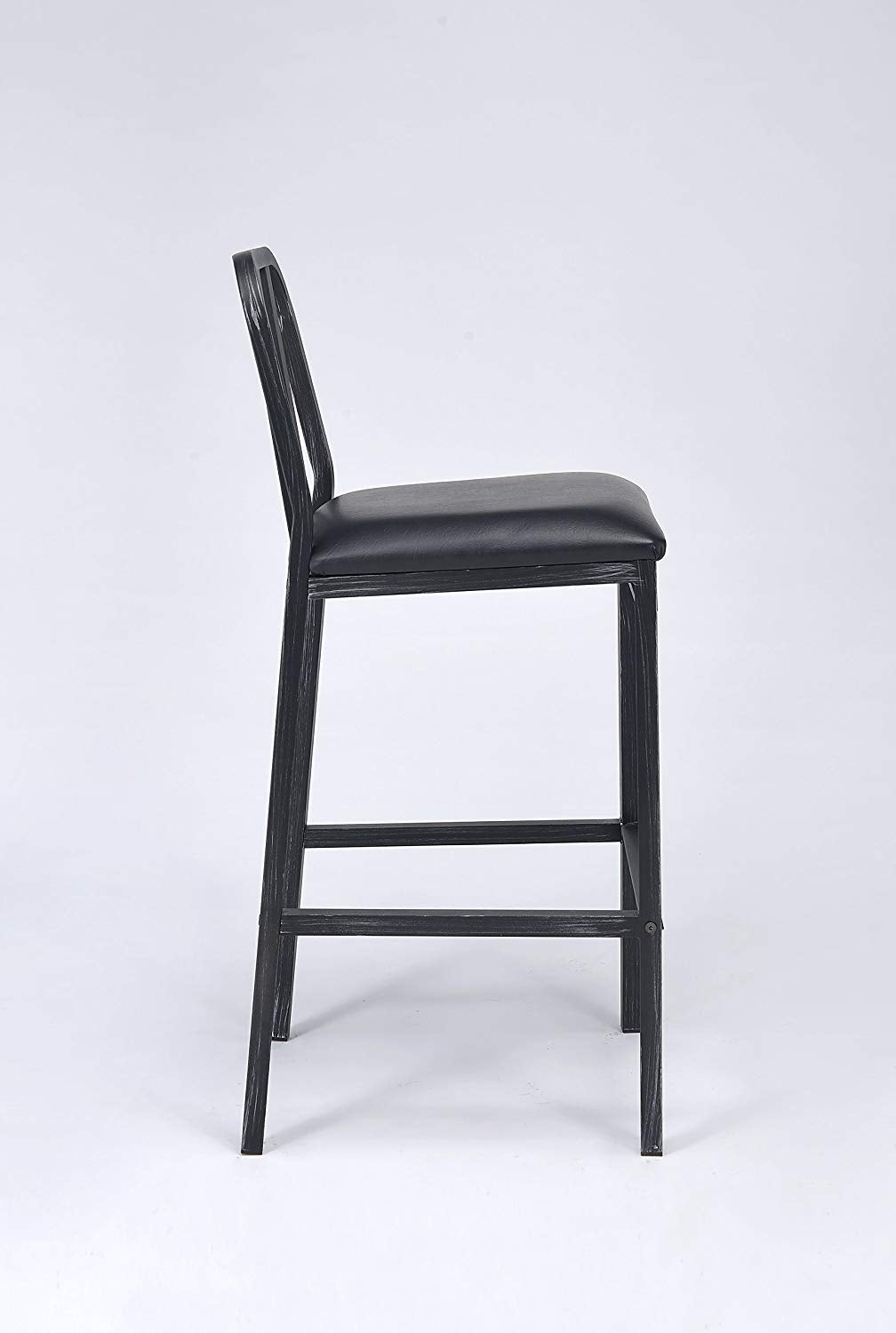 HomeRoots 20" x 19" x 41" Black And Antique Black Bar Chair in Set of Two