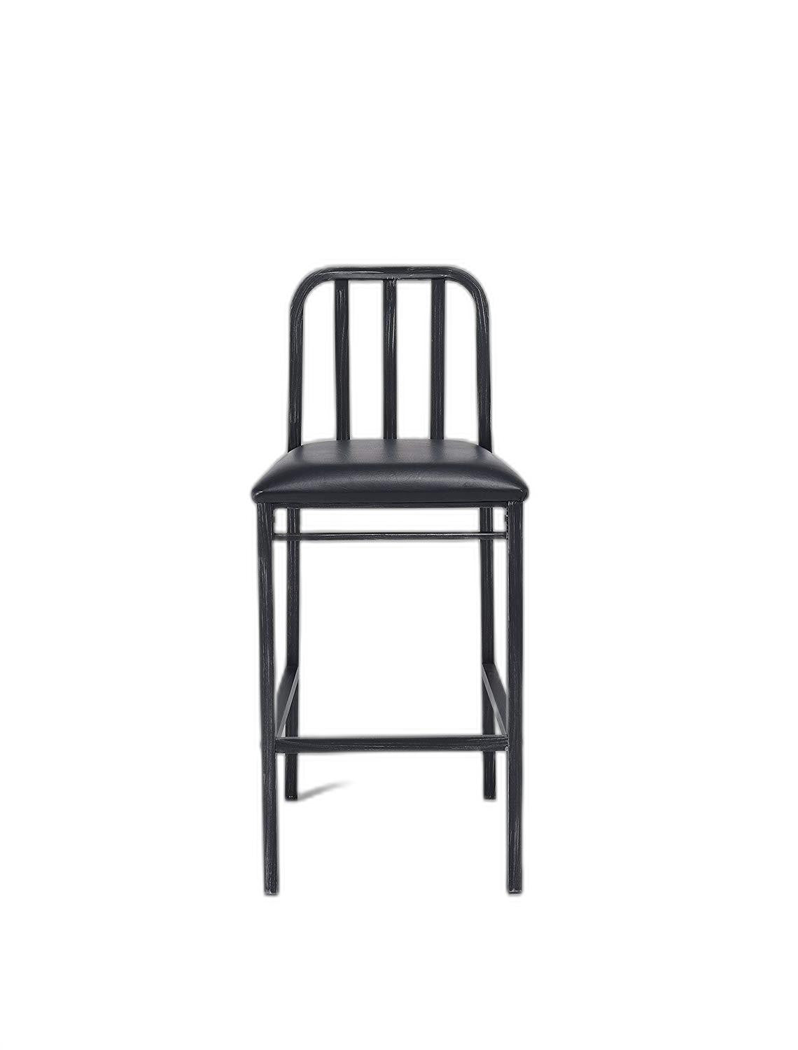 HomeRoots 20" x 19" x 41" Black And Antique Black Bar Chair in Set of Two
