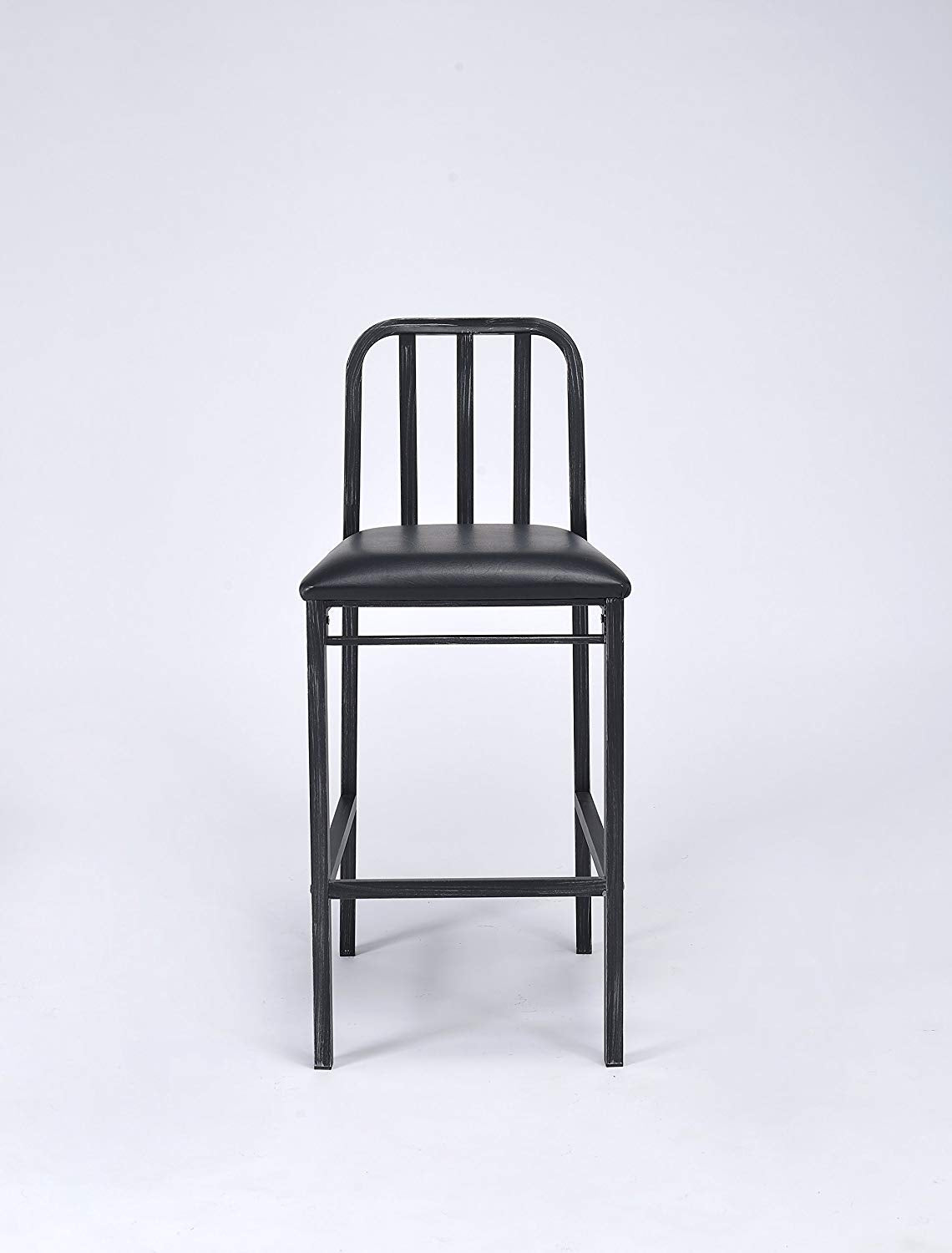 HomeRoots 20" x 19" x 41" Black And Antique Black Bar Chair in Set of Two