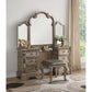 HomeRoots 20" x 20" x 19" PU Vanity Stool In Antique Champagne Finish