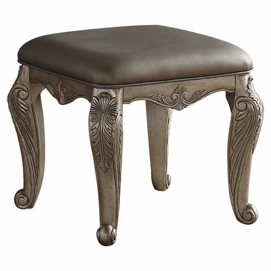 HomeRoots 20" x 20" x 19" PU Vanity Stool In Antique Champagne Finish