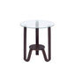 HomeRoots 20" x 20" x 22" Clear Glass And Wood End Table in Dark Walnut Finish