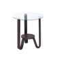 HomeRoots 20" x 20" x 22" Clear Glass And Wood End Table in Dark Walnut Finish