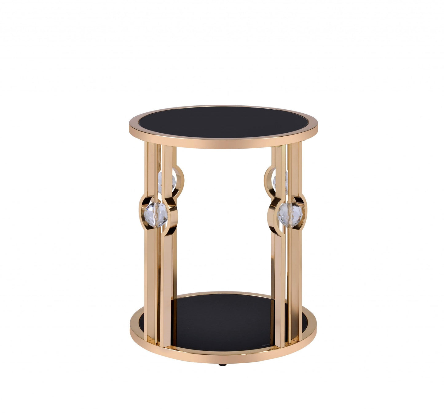 HomeRoots 20" x 20" x 24" Metal And Glass End Table With Gold and Black Finish