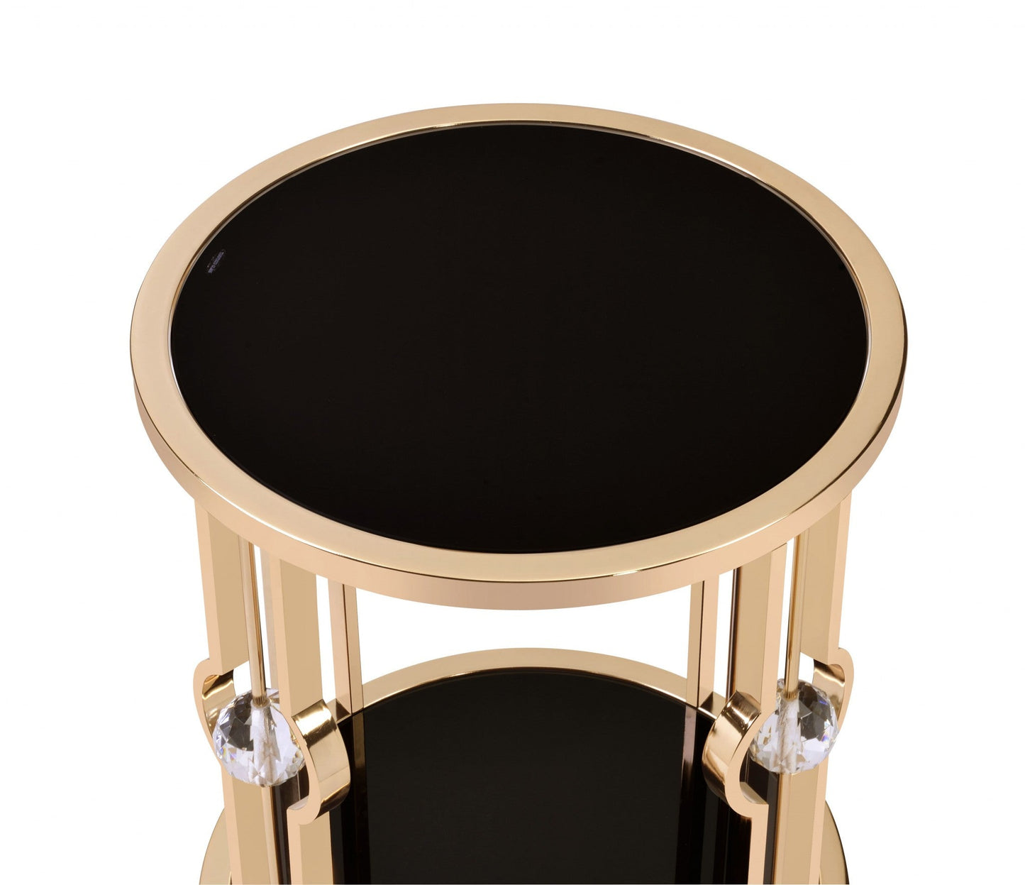 HomeRoots 20" x 20" x 24" Metal And Glass End Table With Gold and Black Finish