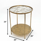 HomeRoots 20" x 20" x 24" Round End Table With Rimmed Glass Top in Gold Finish