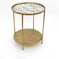HomeRoots 20" x 20" x 24" Round End Table With Rimmed Glass Top in Gold Finish