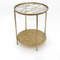 HomeRoots 20" x 20" x 24" Round End Table With Rimmed Glass Top in Gold Finish
