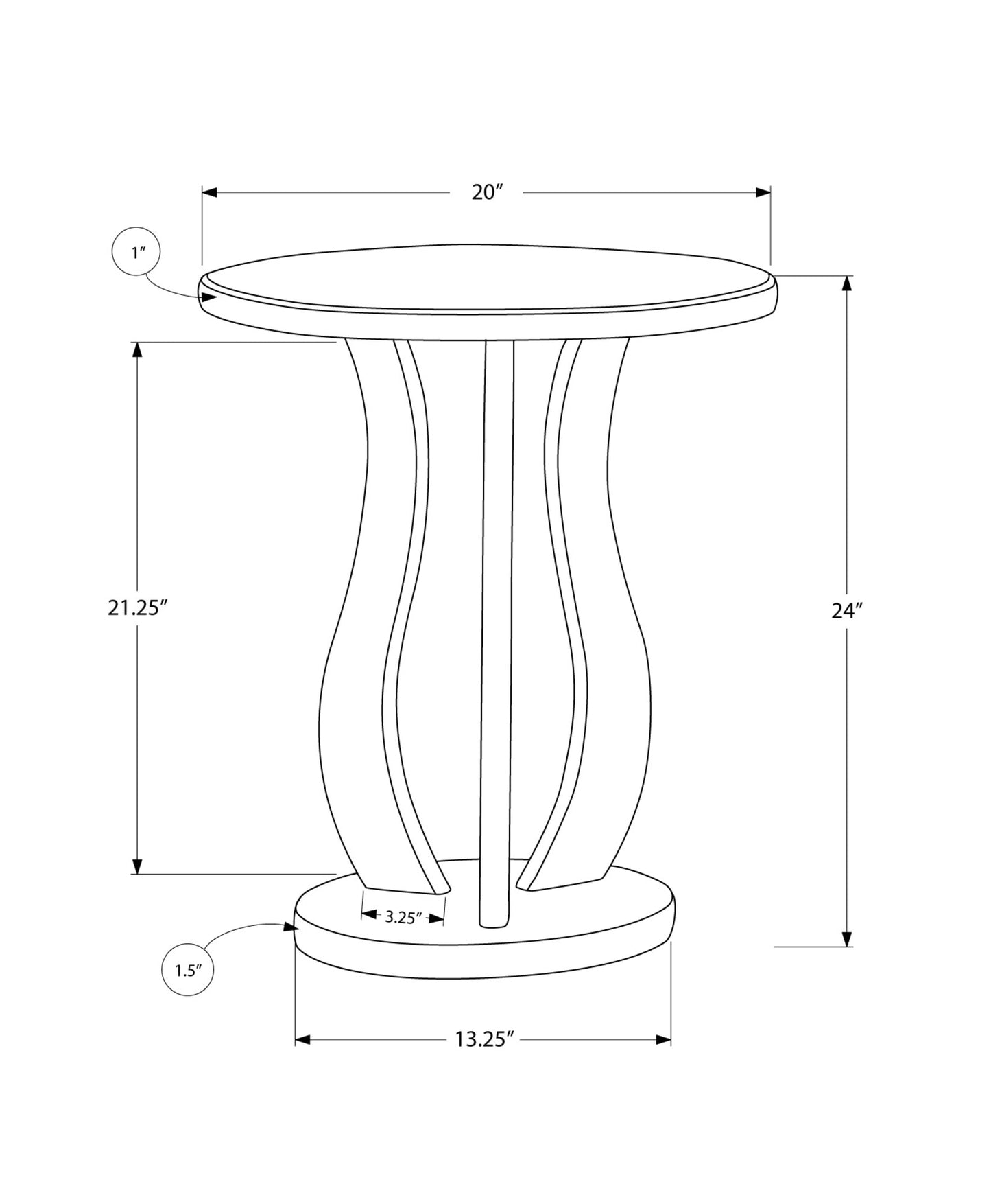 HomeRoots 20" x 20" x 24" Silver End Table With Mirror Top