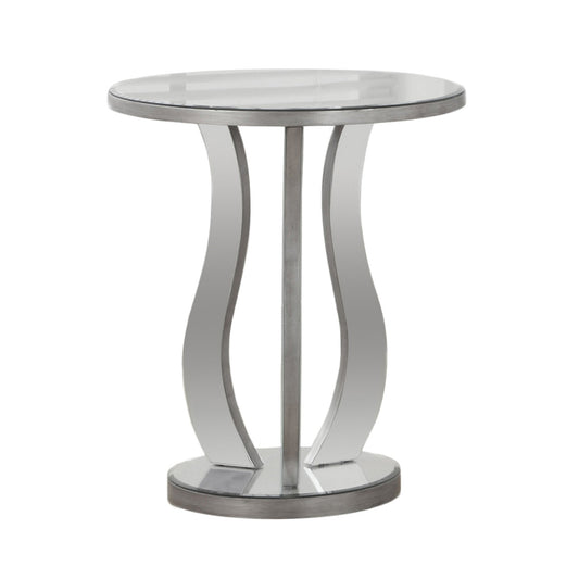 HomeRoots 20" x 20" x 24" Silver End Table With Mirror Top