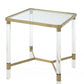 HomeRoots 20" x 20" x 24" Stainless Steel Clear Acrylic And Glass End Table