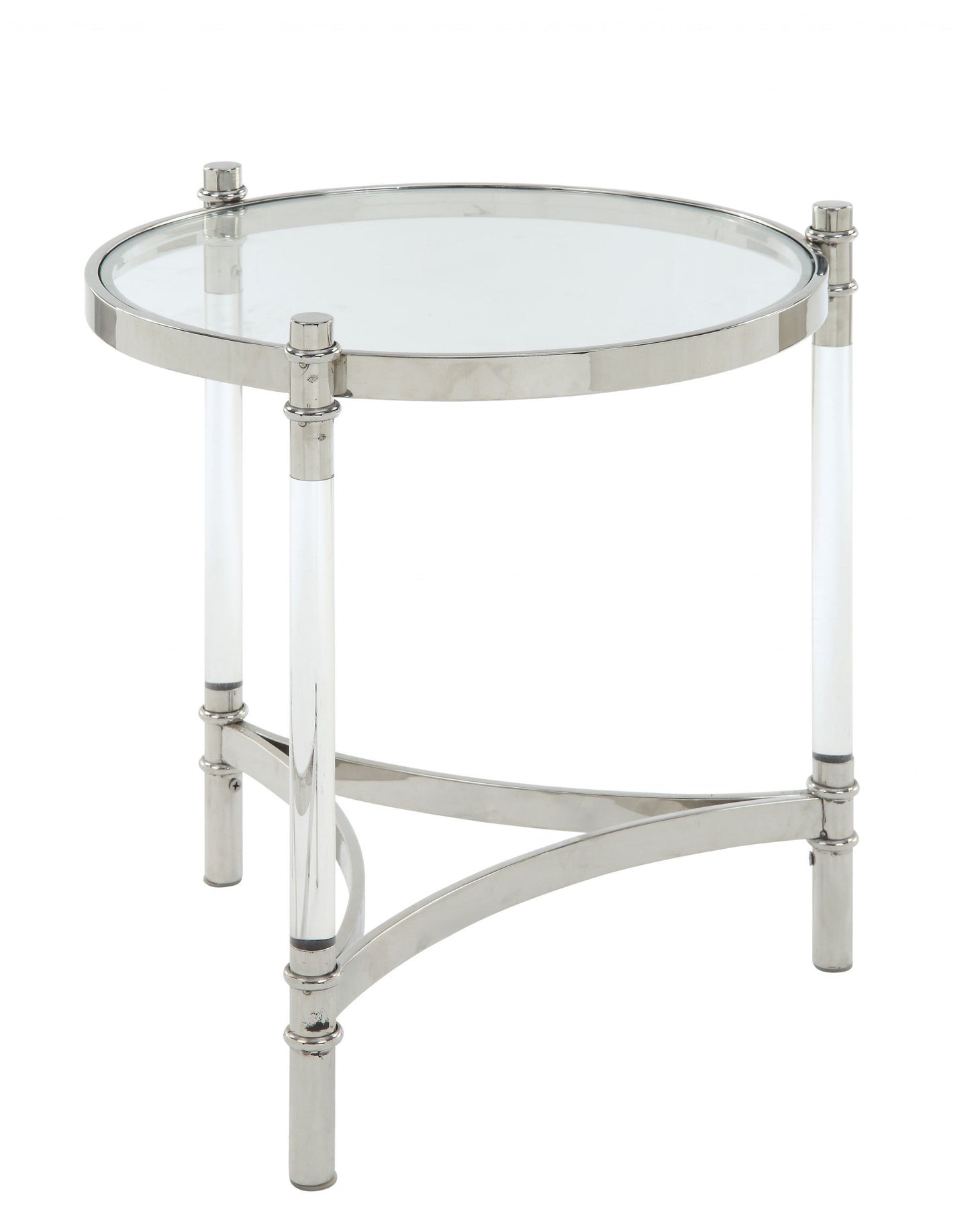 HomeRoots 20" x 20" x 24" Stainless Steel Clear Acrylic And Glass End Table