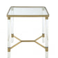HomeRoots 20" x 20" x 24" Stainless Steel Clear Acrylic And Glass End Table