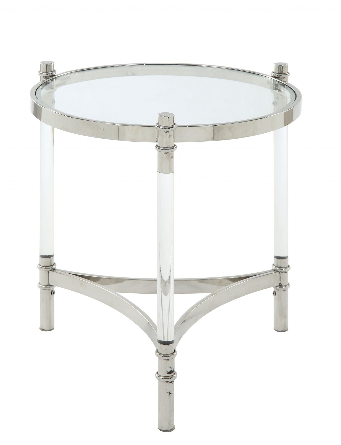 HomeRoots 20" x 20" x 24" Stainless Steel Clear Acrylic And Glass End Table